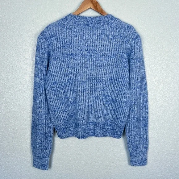 Scotch & Soda Alpaca Blend EUC Loose-Knit Puff Shoulder Heather Blue Sweater L - Picture 4 of 12